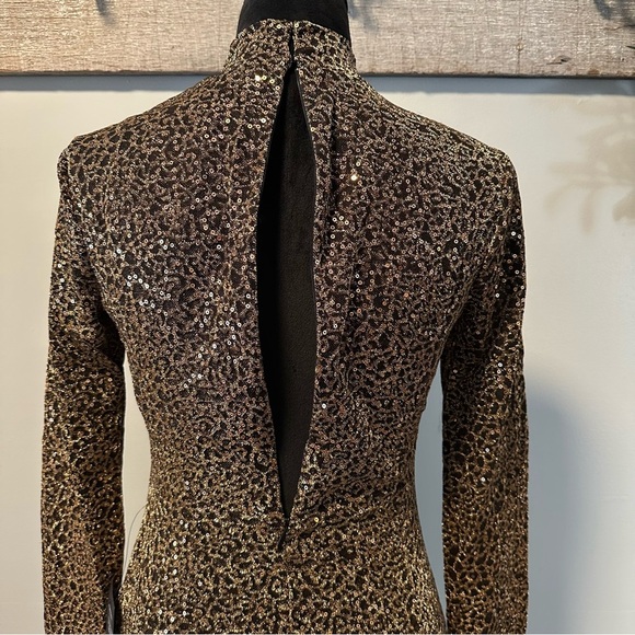 Lulus Party Instinct Black and Gold Leopard Mesh Sequin
Mini Dress Size Medium - Picture 11 of 14